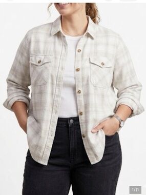Women’s Cream Plaid Button-Up shirt NWOT